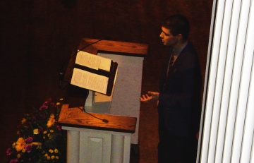 J. Nathan Matias, speaking at the Elizabethtown College Baccalaureate Ceremony, 2005