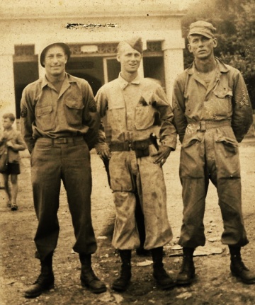 Company B, 753rd Tank Battalion, 1944, Pompeii. George DePuydt, Harold Uhlrich