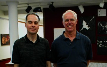 Patrick Burns and Scott Sharnetzka at Elizabethtown College, Zug Memorial Hall after rehearsal, May 1, 2004