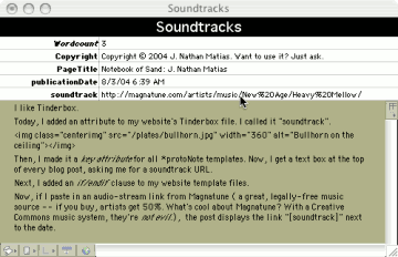 Setting up Blog post soundtracks in Tinderbox